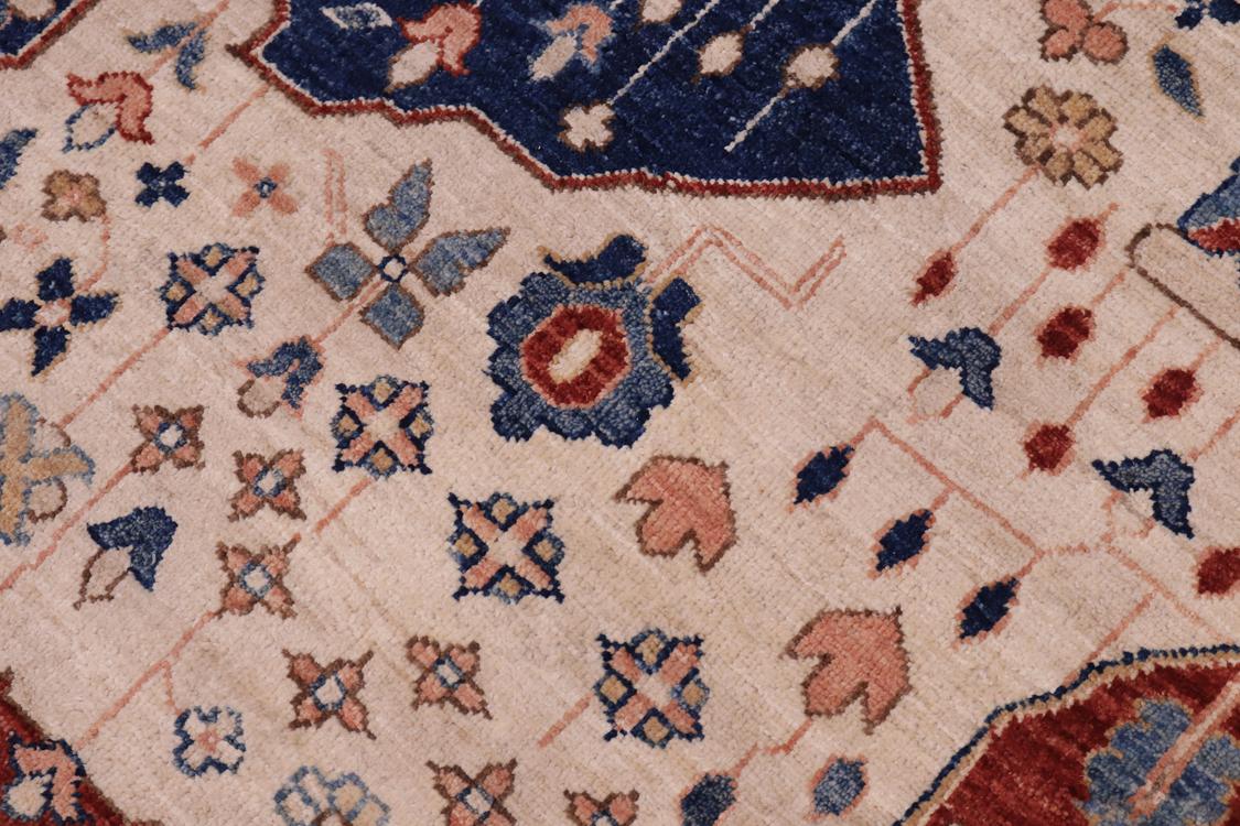 handmade Traditional Kafkaz Beige Blue Hand Knotted RECTANGLE 100% WOOL area rug 10 x 13