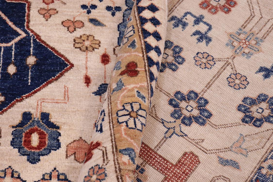 handmade Traditional Kafkaz Beige Blue Hand Knotted RECTANGLE 100% WOOL area rug 10 x 13