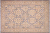 handmade Transitional Kafkaz Blue Tan Hand Knotted RECTANGLE 100% WOOL area rug 10' x 14'