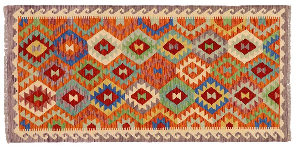 Flat Weave Kilim, Antique, Navaho, Vintage, Handmade, Geometric Kilim Rust Beige Hand-Woven Runner 100% Wool Area Rug 3 x 7