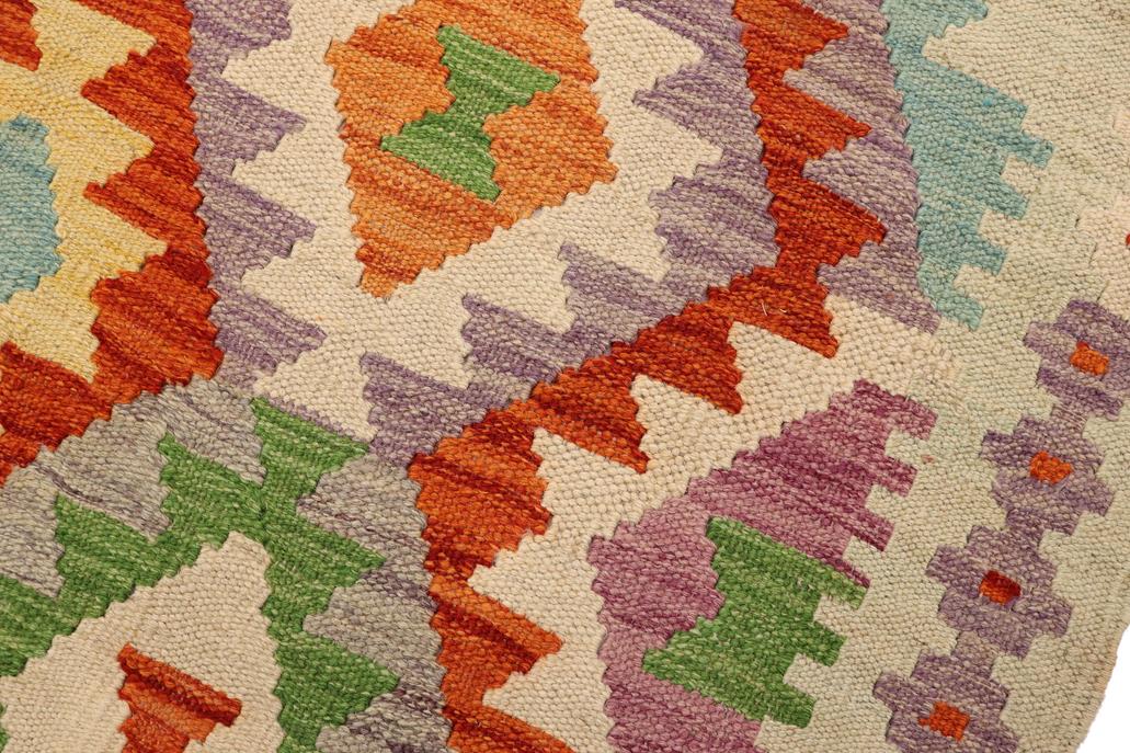 Flat Weave Kilim, Antique, Navaho, Vintage, Handmade, Geometric Kilim Rust Blue Hand-Woven Rectangle 100% Wool Area Rug 3 x 5