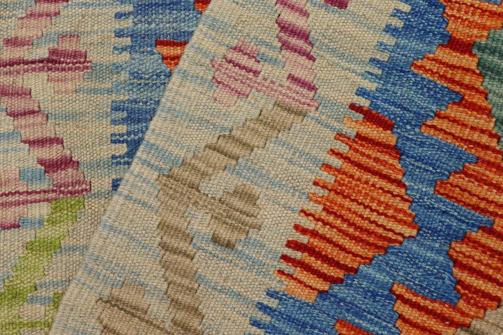 Flat Weave Kilim, Antique, Navaho, Vintage, Handmade, Geometric Kilim Rust Blue Hand-Woven Rectangle 100% Wool Area Rug 2 x 3