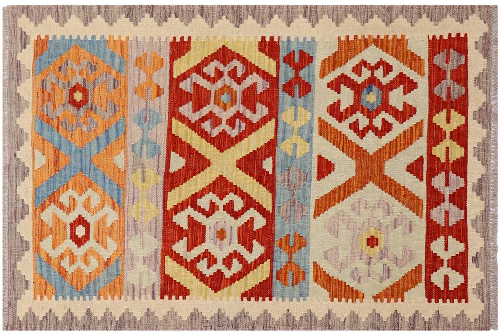 Flat Weave Kilim, Antique, Navaho, Vintage, Handmade, Geometric Kilim Rust Blue Hand-Woven Rectangle 100% Wool Area Rug 3 x 4