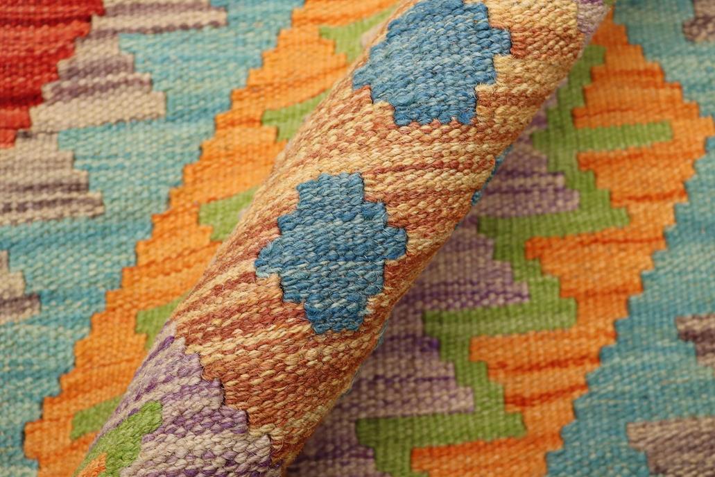 Flat Weave Kilim, Antique, Navaho, Vintage, Handmade, Geometric Kilim Blue Black Hand-Woven Rectangle 100% Wool Area Rug 2 x 3
