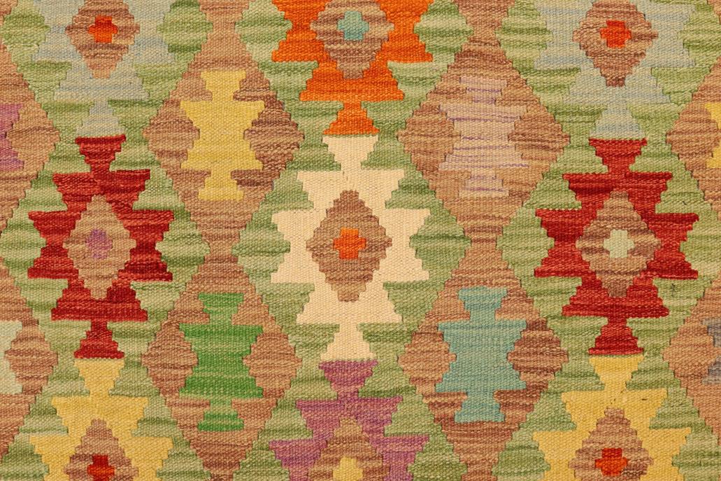 Flat Weave Kilim, Antique, Navaho, Vintage, Handmade, Geometric Kilim Blue Rust Hand-Woven Rectangle 100% Wool Area Rug 5 x 6