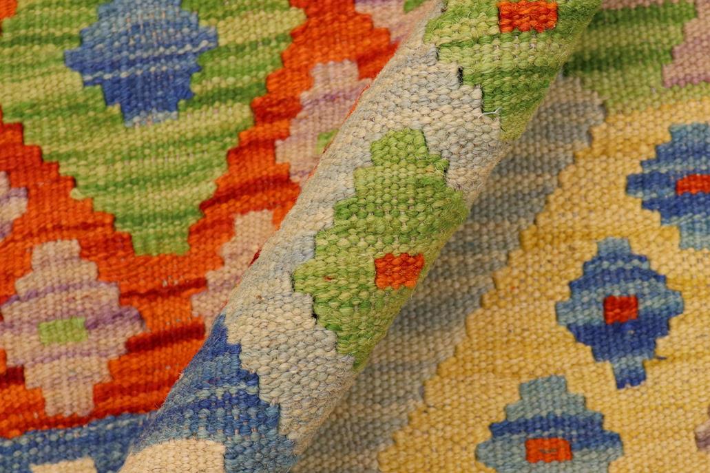 Flat Weave Kilim, Antique, Navaho, Vintage, Handmade, Geometric Kilim Blue Rust Hand-Woven Rectangle 100% Wool Area Rug 3 x 4