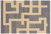 handmade Modern Kilim Blue Beige Hand-Woven RECTANGLE 100% WOOL area rug 5 x 7