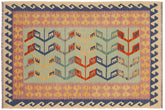 handmade Modern Kilim Blue Beige Hand-Woven RECTANGLE 100% WOOL area rug 4x6