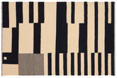 handmade Modern Kilim Beige Black Hand-Woven RECTANGLE 100% WOOL area rug 5 x 8