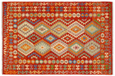 handmade Geometric Kilim Rust Blue Hand-Woven RECTANGLE 100% WOOL area rug 6 x 8