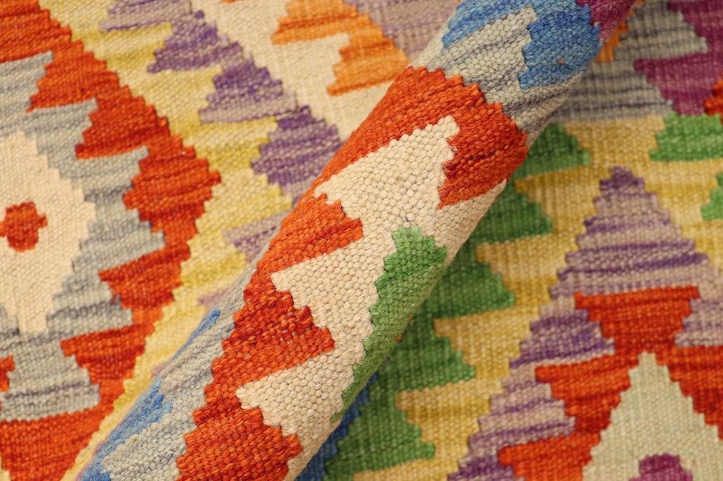 Flat Weave Kilim, Antique, Navaho, Vintage, Handmade, Geometric Kilim Rust Blue Hand-Woven Rectangle 100% Wool Area Rug 3 x 6