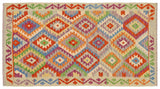 Flat Weave Kilim, Antique, Navaho, Vintage, Handmade, Geometric Kilim Rust Blue Hand-Woven Rectangle 100% Wool Area Rug 3 x 6