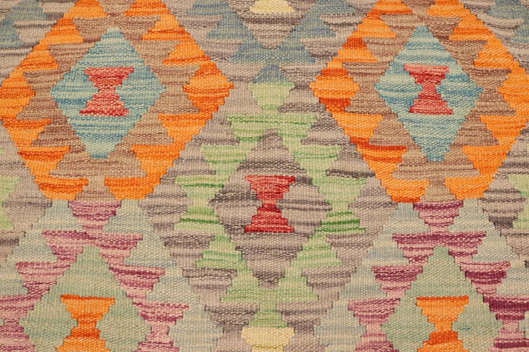 Flat Weave Kilim, Antique, Navaho, Vintage, Handmade, Geometric Kilim Gray Beige Hand-Woven Rectangle 100% Wool Area Rug 5 x 6