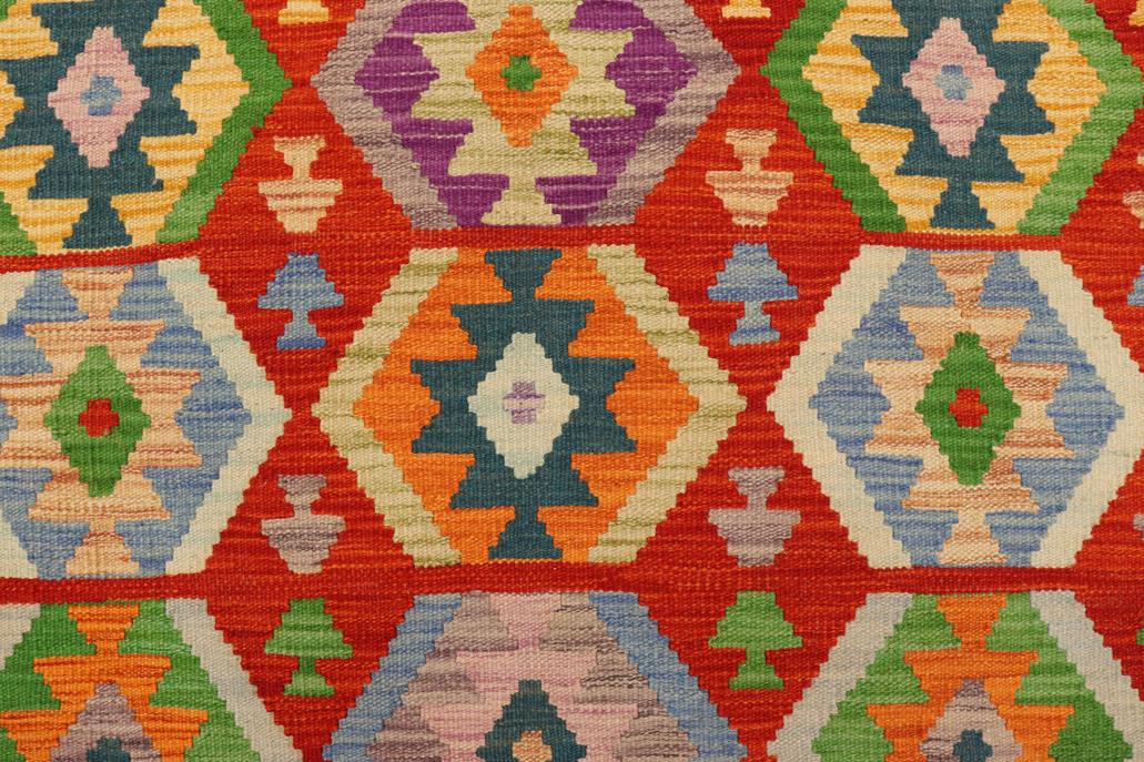 Flat Weave Kilim, Antique, Navaho, Vintage, Handmade, Geometric Kilim Rust Beige Hand-Woven Rectangle 100% Wool Area Rug 4 x 6