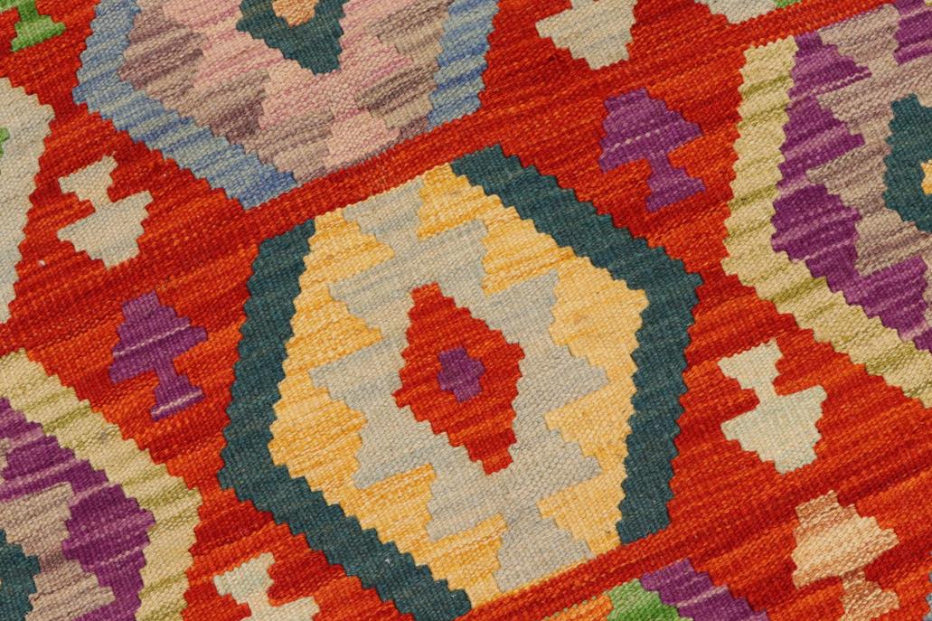 Flat Weave Kilim, Antique, Navaho, Vintage, Handmade, Geometric Kilim Rust Beige Hand-Woven Rectangle 100% Wool Area Rug 4 x 6