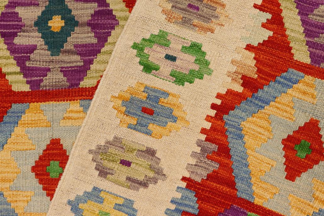 Flat Weave Kilim, Antique, Navaho, Vintage, Handmade, Geometric Kilim Rust Beige Hand-Woven Rectangle 100% Wool Area Rug 4 x 6
