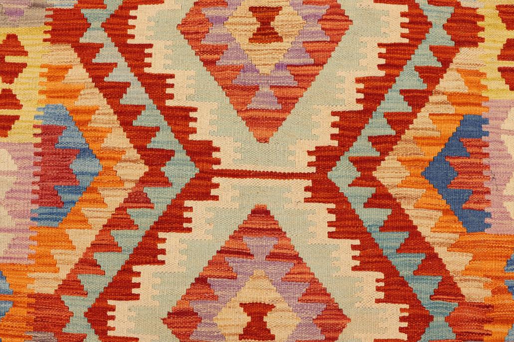 Flat Weave Kilim, Antique, Navaho, Vintage, Handmade, Geometric Kilim Rust Blue Hand-Woven Rectangle 100% Wool Area Rug 4 x 6