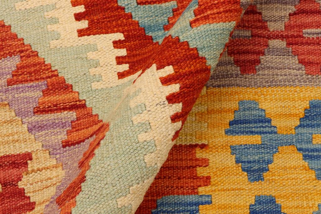 Flat Weave Kilim, Antique, Navaho, Vintage, Handmade, Geometric Kilim Rust Blue Hand-Woven Rectangle 100% Wool Area Rug 4 x 6