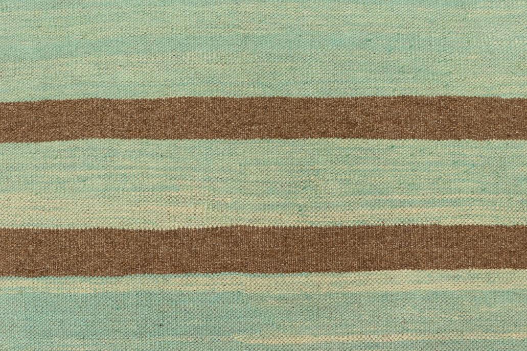 Flat Weave Kilim, Antique, Navaho, Vintage, Handmade, Modern Kilim Blue Rust Hand-Woven Rectangle 100% Wool Area Rug 9 x 12