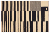 handmade Modern Kilim Beige Black Hand-Woven RECTANGLE 100% WOOL area rug 6 x 8