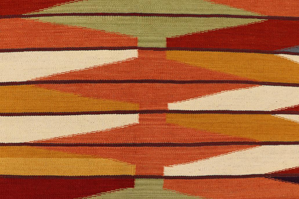 Flat Weave Kilim, Antique, Navaho, Vintage, Handmade, Modern Kilim Rust Beige Hand-Woven Rectangle 100% Wool Area Rug 5 x 8