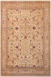 Traditional Tabriz Aida Beige Blue Hand Knotted Area rugs 9X12