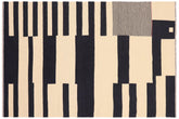 handmade Modern Kilim Beige Black Hand-Woven RECTANGLE 100% WOOL area rug 5 x 8