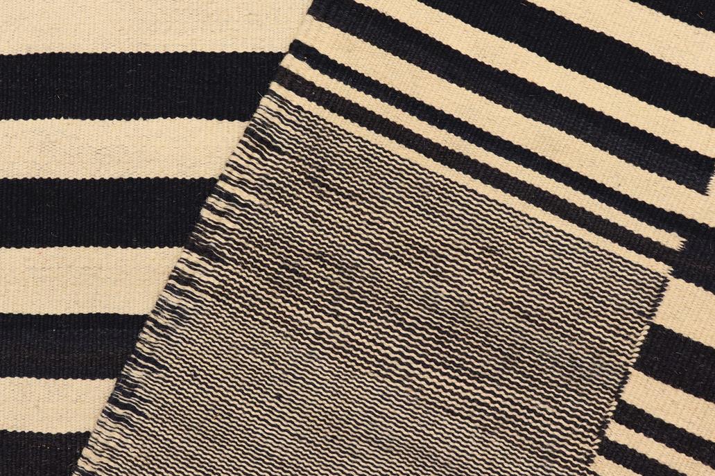 Flat Weave Kilim, Antique, Navaho, Vintage, Handmade, Modern Kilim Beige Black Hand-Woven Rectangle 100% Wool Area Rug 6 x 8
