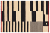 handmade Modern Kilim Beige Black Hand-Woven RECTANGLE 100% WOOL area rug 7 x 10