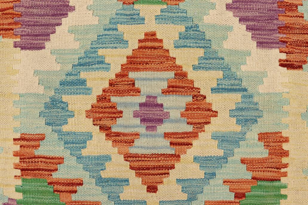 Flat Weave Kilim, Antique, Navaho, Vintage, Handmade, Geometric Kilim Blue Rust Hand-Woven Runner 100% Wool Area Rug 3 x 9