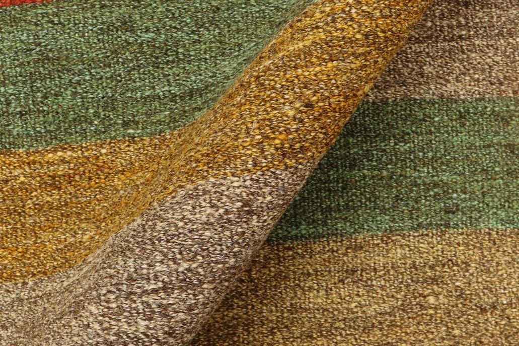Flat Weave Kilim, Antique, Navaho, Vintage, Handmade, Modern Kilim Rust Gold Hand-Woven Rectangle 100% Wool Area Rug 8 x 10