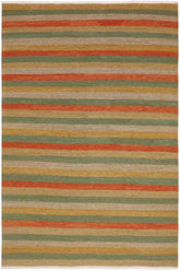 Flat Weave Kilim Antique Navaho Vintage handmade Modern Kilim Rust Gold Hand-Woven Rectangle 100% Wool Area Rug 8x10