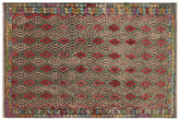 handmade Geometric Kilim Green Red Hand-Woven RECTANGLE 100% WOOL area rug 3 x 6