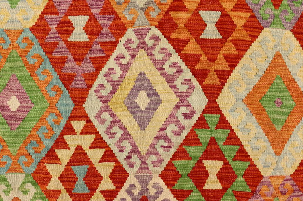 Flat Weave Kilim, Antique, Navaho, Vintage, Handmade, Geometric Kilim Rust Blue Hand-Woven Rectangle 100% Wool Area Rug 7 x 10