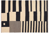handmade Modern Kilim Beige Black Hand-Woven RECTANGLE 100% WOOL area rug 8 x 10