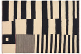 Flat Weave Kilim, Antique, Navaho, Vintage, Handmade, Modern Kilim Beige Black Hand-Woven Rectangle 100% Wool Area Rug 8 x 10