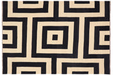 handmade Modern Kilim Beige Black Hand-Woven RECTANGLE 100% WOOL area rug 8 x 10