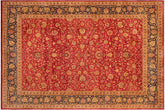handmade Transitional Agra Red Blue Hand Knotted RECTANGLE 100% WOOL area rug 9x12