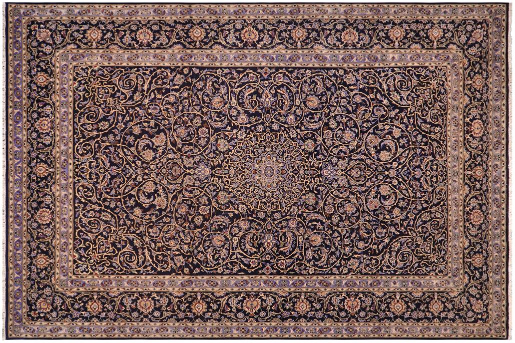 handmade Traditional Nahin Blue Beige Hand Knotted RECTANGLE 100% Wool Pile area rug 10x13