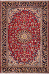 handmade Traditional Kashan Red Blue Hand Knotted RECTANGLE 100% Wool Pile area rug 10x13
