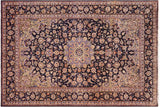 handmade Traditional Kashan Blue Beige Hand Knotted RECTANGLE 100% Wool Pile area rug 10x13