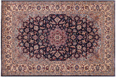 handmade Traditional Kashan Blue Beige Hand Knotted RECTANGLE 100% WOOL area rug 8 x 13