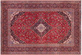 handmade Vintage Kashan Red Blue Hand Knotted RECTANGLE 100% WOOL area rug 10' x 13'