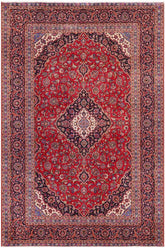 Traditional handmade Persian vintage distressed Red Blue Hand Knotted RECTANGLE 100% WOOL area rug 10X13