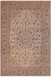 handmade Traditional Nahin Beige Tan Hand Knotted RECTANGLE 100% Wool Pile area rug 10x13