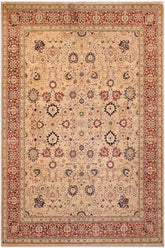 Traditional Tabriz Goldie Beige Red Hand Knotted Area rugs 9X12