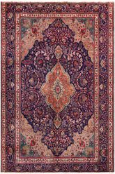 Traditional handmade Persian vintage distressed Blue Beige Hand Knotted RECTANGLE 100% WOOL area rug 8X11