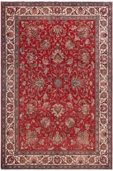 Traditional handmade Persian vintage distressed Red Beige Hand Knotted RECTANGLE 100% WOOL area rug 8X11