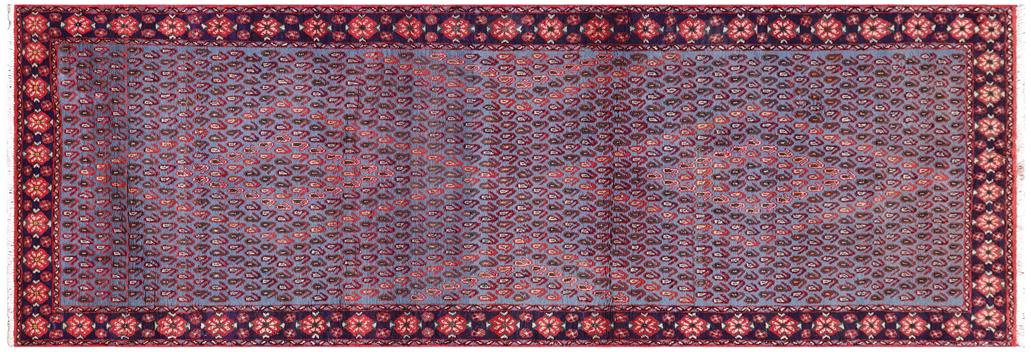 handmade Traditional Kashan Blue Rust Hand Knotted RUNNER 100% Wool Pile area rug 3x10