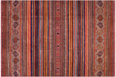 handmade Geometric Kurjean Red Blue Hand Knotted RECTANGLE 100% WOOL area rug 9x12
